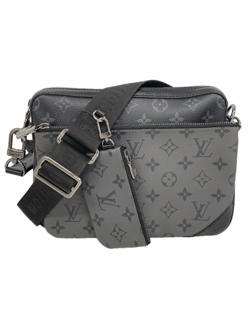 Louis Vuitton Shoulder Bag Monogram Eclipse Trio Messenger Black Gray
